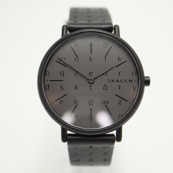 Skagen Signatur Alphabet Black Slim Unisex 36mm Watch Leather with New Battery main image 12